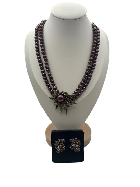 HEID DAUS “SUBLIME STAR” 2 STRANDS CRYSTAL DROP BEADED NECKLACE & Earrings Set - Picture 5 of 12